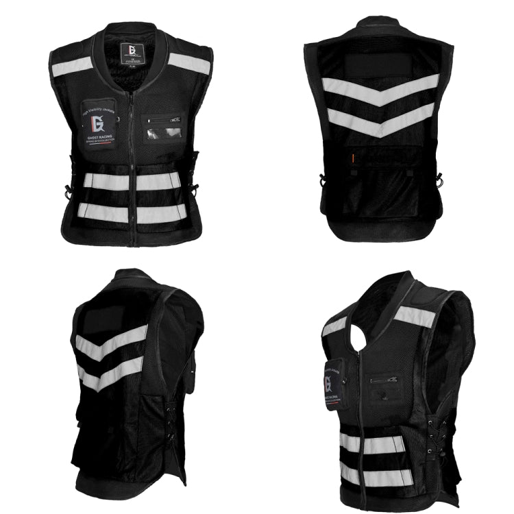 GHOST RACING GR-Y06 Motorcycle Riding Vest Safety Reflective Vest, Size: L(Black) - free shipping - PMC TechLife - Order now!