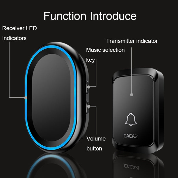 CACAZI A80 1 For 1 Wireless Music Doorbell without Battery, Plug:EU Plug(Black) - Wireless Doorbell by CACAZI | Online Shopping South Africa | PMC TechLife | Buy Now Pay Later Mobicred