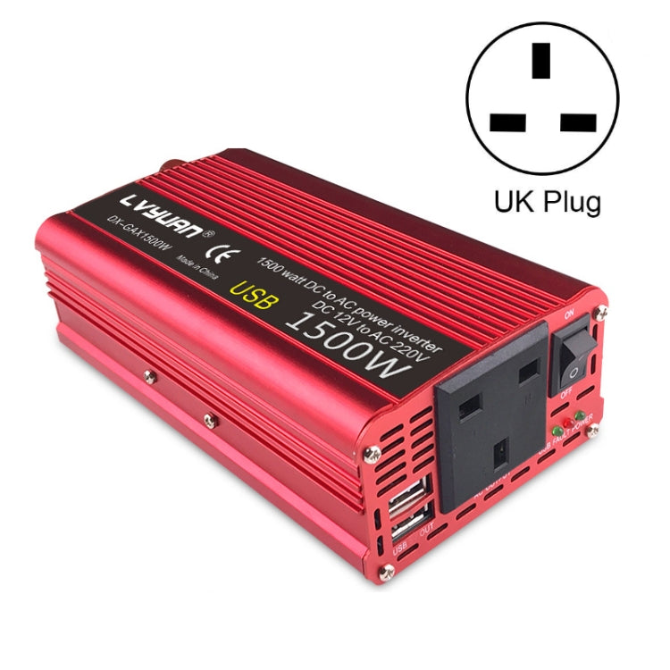 LVYUAN Car Inverter Dual USB Power Converter, Specification: 12V to 220V 1500W UK Plug - Modified Square Wave by PMC Jewellery | Online Shopping South Africa | PMC Jewellery | Buy Now Pay Later Mobicred