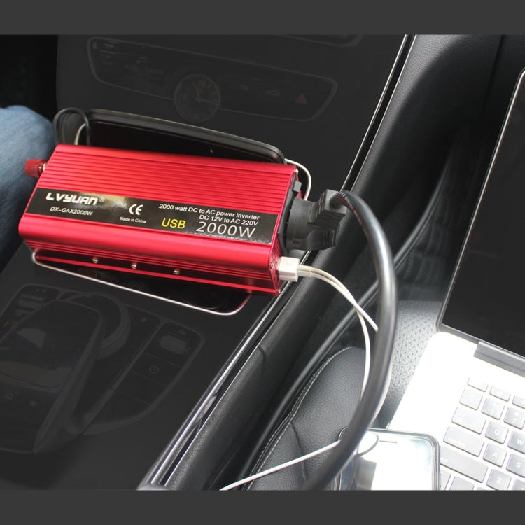 LVYUAN Car Inverter Dual USB Power Converter, Specification: 12V to 220V 2000W UK Plug - Modified Square Wave by PMC Jewellery | Online Shopping South Africa | PMC Jewellery | Buy Now Pay Later Mobicred