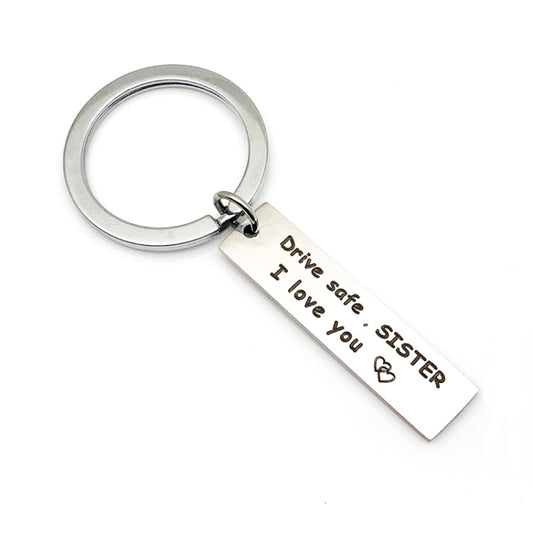 10 PCS C1010 Drive Safe Stainless Steel Tag Keychain 10x40mm(Sister) - Key Rings by PMC Jewellery | Online Shopping South Africa | PMC Jewellery | Buy Now Pay Later Mobicred