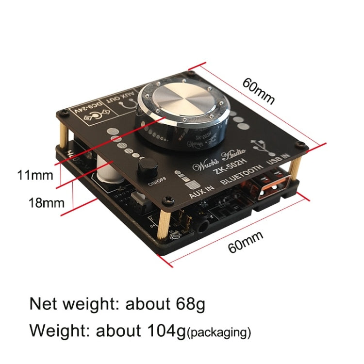 Wuzhi 2.0 Stereo Bluetooth Speaker Power Plate Audio Receiver Module(ZK-502H) - Breadboard / Amplifier Board by PMC TechLife | Online Shopping South Africa | PMC TechLife | Buy Now Pay Later Mobicred
