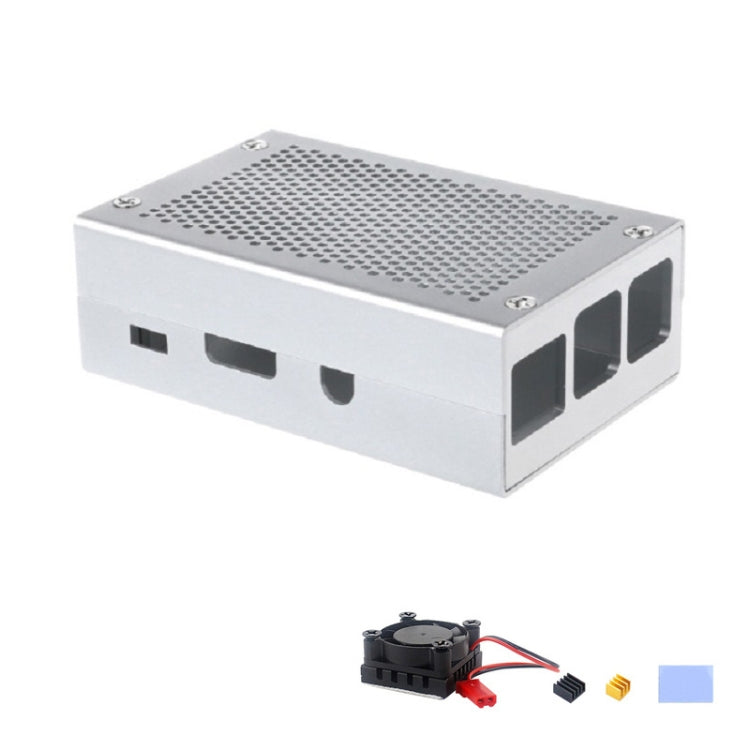 Aluminum Alloy Shell Grid Cooling Box For Raspberry Pi 3 Model B Pi 2/B + Silver with Fan - Raspberry Pi Accessories by PMC TechLife | Online Shopping South Africa | PMC TechLife | Buy Now Pay Later Mobicred
