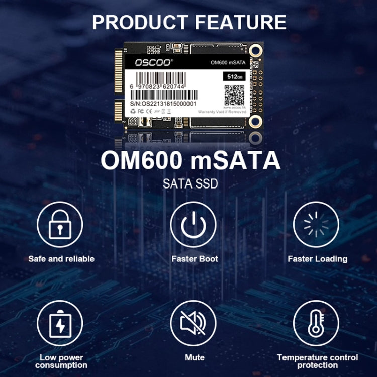 OSCOO OM600 MSATA Computer Solid State Drive, Capacity: 512GB - Solid State Drives by OSCOO | Online Shopping South Africa | PMC Jewellery | Buy Now Pay Later Mobicred