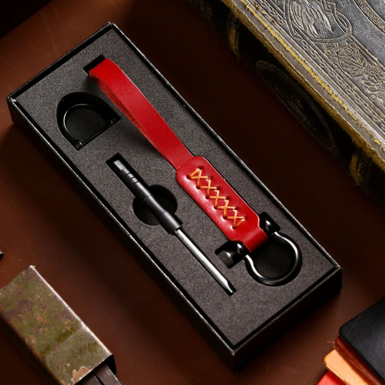 A001 Car Keychain Leather Long Key Rope(Oil Wax Red) - Key Rings by PMC TechLife | Online Shopping South Africa | PMC TechLife | Buy Now Pay Later Mobicred
