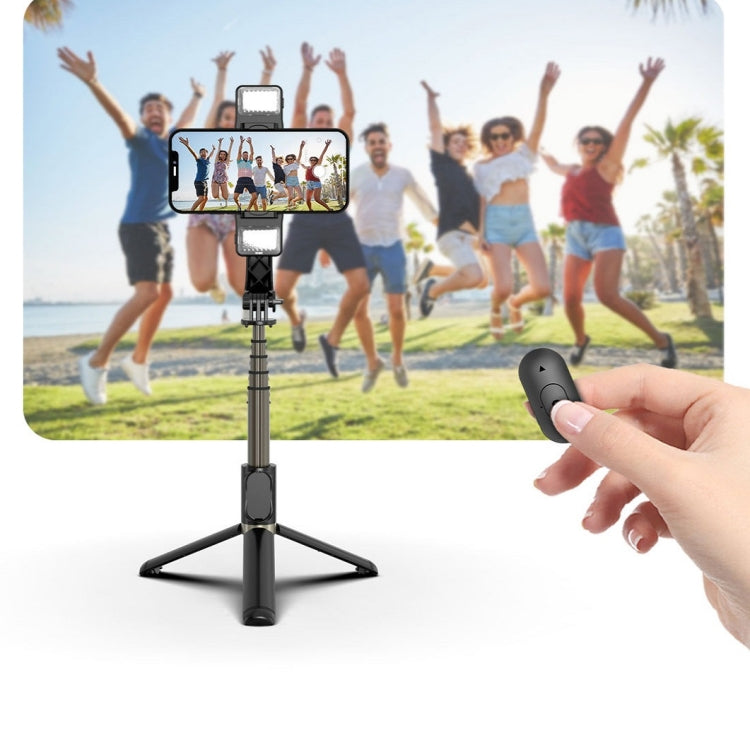 CYKE Q08D Handheld Dual Light Bluetooth Mobile Phone Selfie Stick(Black) - free shipping - PMC Jewellery - Order now!