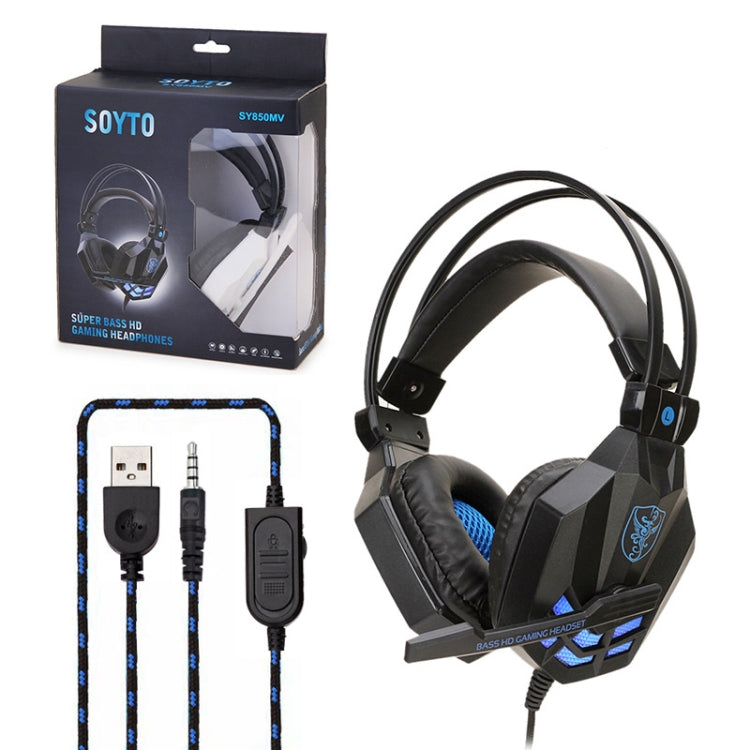 Soyto SY850MV Luminous Gaming Computer Headset For PC (Red Blue) - Multimedia Headset by Soyto | Online Shopping South Africa | PMC Jewellery | Buy Now Pay Later Mobicred