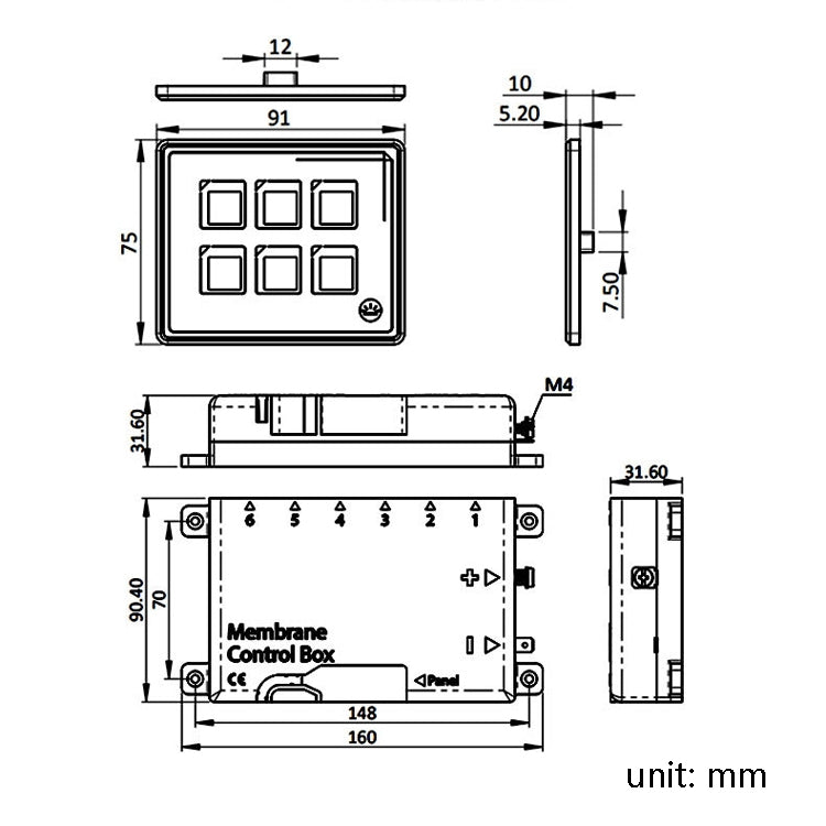 SP5106 RV Yacht Modified 5mm Film Touch 6-Bit Panel Switch - Car Switches by PMC TechLife | Online Shopping South Africa | PMC TechLife | Buy Now Pay Later Mobicred