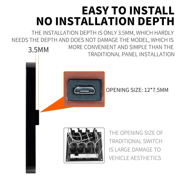 SP5106 RV Yacht Modified 5mm Film Touch 6-Bit Panel Switch - Car Switches by PMC TechLife | Online Shopping South Africa | PMC TechLife | Buy Now Pay Later Mobicred