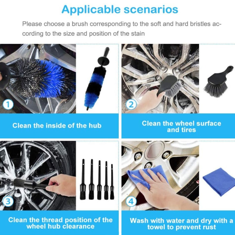 9 PCS / Set Car Wash Detail Brush Short Shank Tire Brush - Car washing supplies by PMC Jewellery | Online Shopping South Africa | PMC Jewellery | Buy Now Pay Later Mobicred