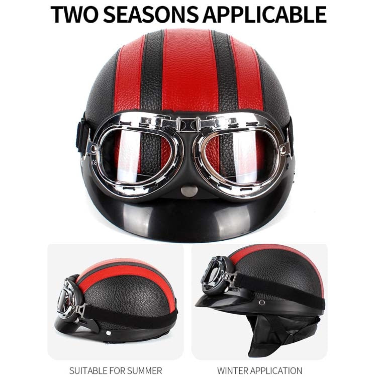 BSDDP A0318 PU Helmet With Goggles, Size: One Size(Black Blue) - Helmets by BSDDP | Online Shopping South Africa | PMC Jewellery | Buy Now Pay Later Mobicred