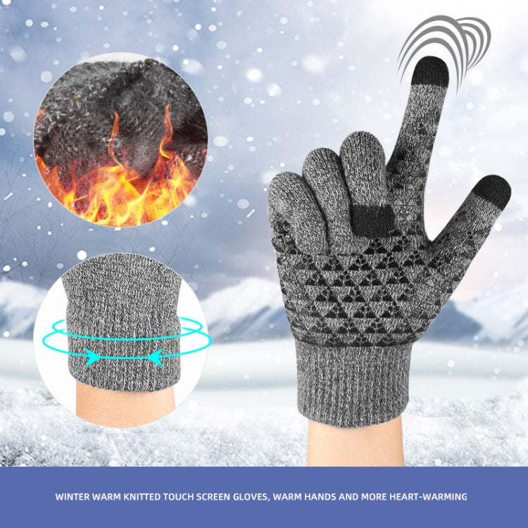 1 Pair Thick Velvet Touch Screen Knitted Warm Gloves, Size: Free Size(Grey) - Full Finger Gloves by PMC TechLife | Online Shopping South Africa | PMC TechLife | Buy Now Pay Later Mobicred