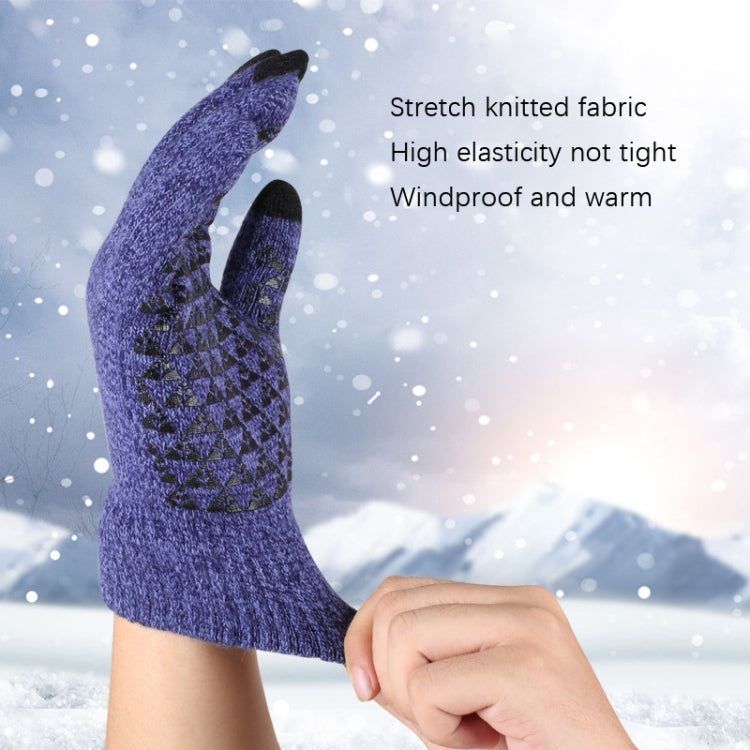 1 Pair Thick Velvet Touch Screen Knitted Warm Gloves, Size: Free Size(Blue) - Full Finger Gloves by PMC TechLife | Online Shopping South Africa | PMC TechLife | Buy Now Pay Later Mobicred