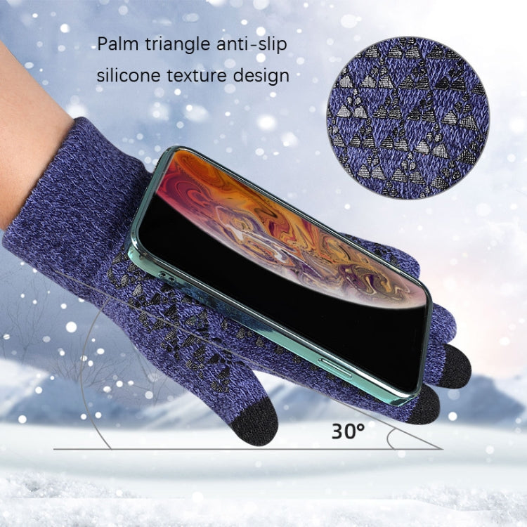 1 Pair Thick Velvet Touch Screen Knitted Warm Gloves, Size: Free Size(Grey) - Full Finger Gloves by PMC TechLife | Online Shopping South Africa | PMC TechLife | Buy Now Pay Later Mobicred
