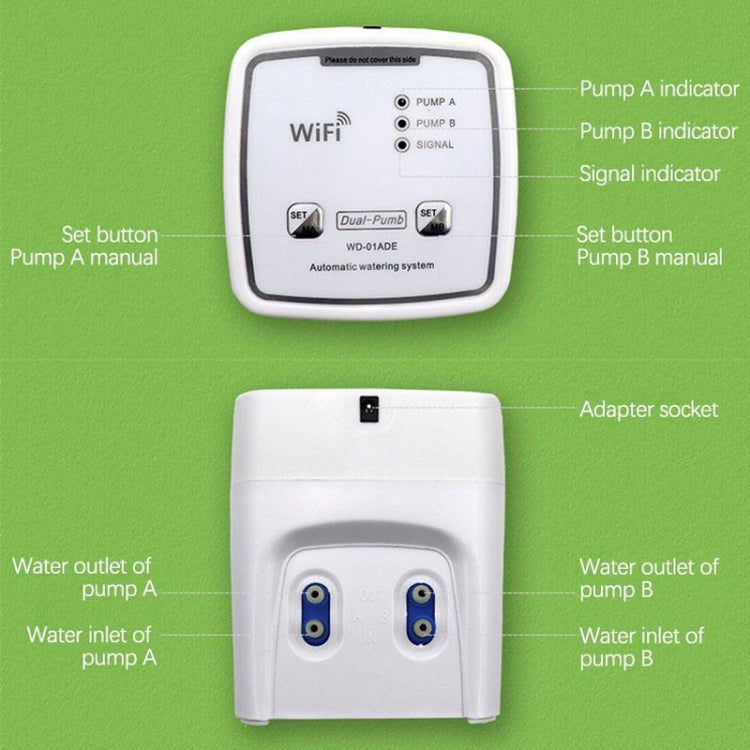 WD-01ADE WIFI Gardening Drip Irrigation Controller, Specification: Double Pump 20 Pots(US Plug) - Watering & Irrigation by PMc TechLife | Online Shopping South Africa | PMc TechLife | Buy Now Pay Later Mobicred