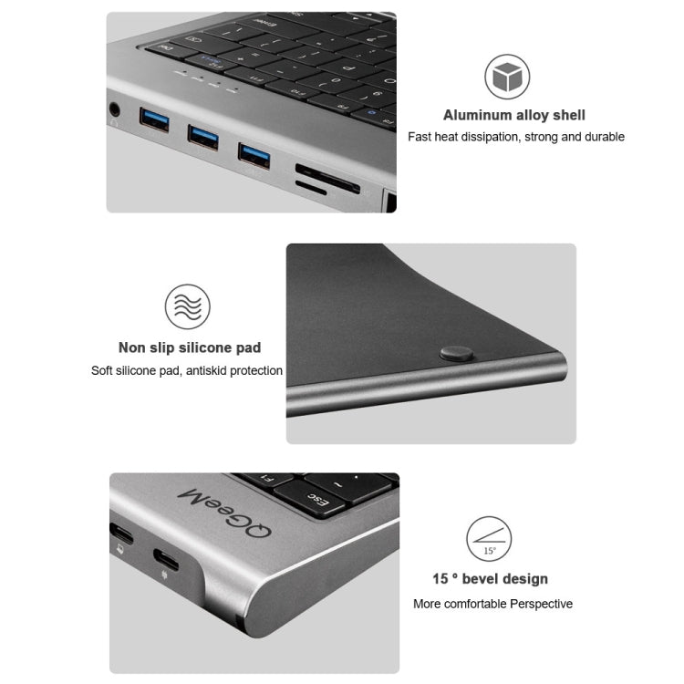 QGeeM 11 In 1 TYPE-C Extension HUB Adapter With Keyboard Function(QG-UH11-2) - USB HUB by QGeeM | Online Shopping South Africa | PMC Jewellery | Buy Now Pay Later Mobicred