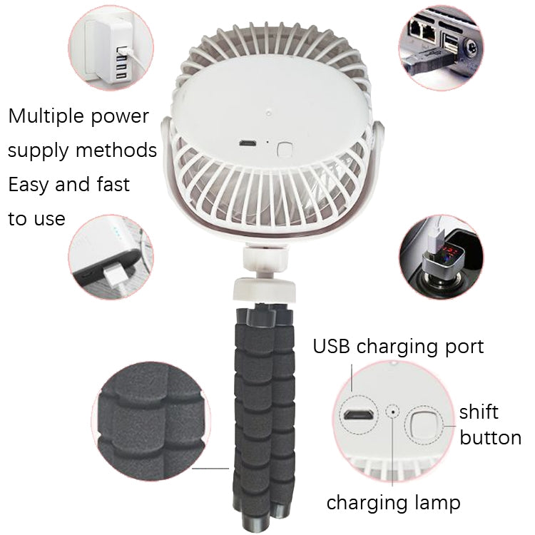 Octopus Stroller Deformation Fan Desktop Portable Handheld USB Small Fan, Colour: 1200mAh Pink - Electric Fans by PMC TechLife | Online Shopping South Africa | PMC TechLife | Buy Now Pay Later Mobicred