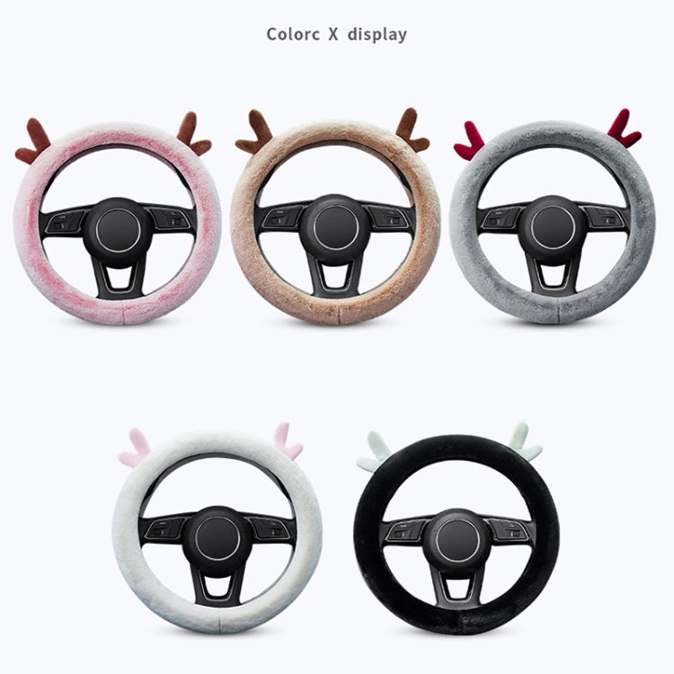 Antler Thick Plush Steering Wheel Cover, Style: O Type (Gray) - Steering Wheel Accessories by PMC TechLife | Online Shopping South Africa | PMC TechLife | Buy Now Pay Later Mobicred