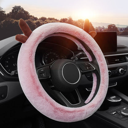 Antler Thick Plush Steering Wheel Cover, Style: D Type (Camel) - Steering Wheel Accessories by PMC Jewellery | Online Shopping South Africa | PMC Jewellery | Buy Now Pay Later Mobicred