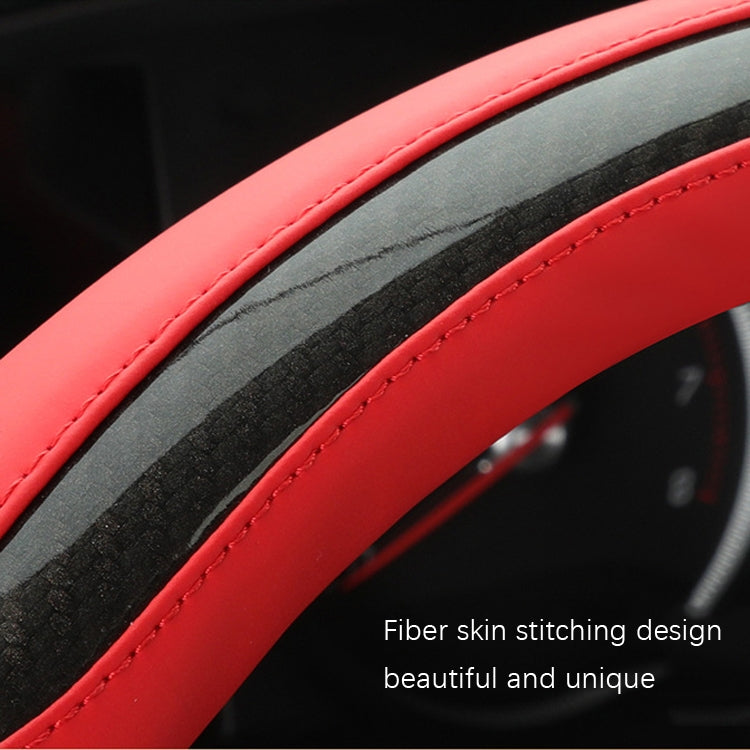Leather Carbon Fiber Stitching Car Steering Wheel Set, Diameter: 38cm(Black Blue D Shape) - Steering Wheel Accessories by PMC TechLife | Online Shopping South Africa | PMC TechLife | Buy Now Pay Later Mobicred