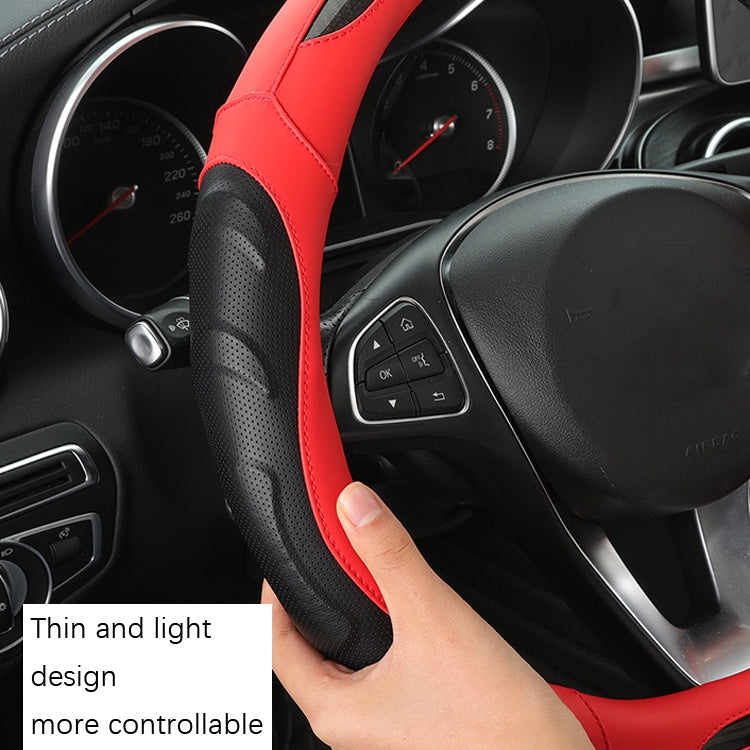 Leather Carbon Fiber Stitching Car Steering Wheel Set, Diameter: 38cm(Black Yellow Round) - Steering Wheel Accessories by PMC TechLife | Online Shopping South Africa | PMC TechLife | Buy Now Pay Later Mobicred