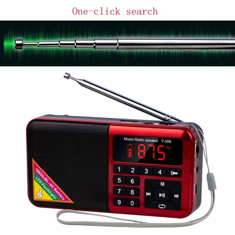 Bluetooth Card Radio Digital FM Player, Specifications: Y-509FM (No Solar Panel)(Blue) - Radio Player by PMC TechLife | Online Shopping South Africa | PMC TechLife | Buy Now Pay Later Mobicred