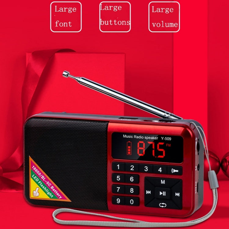 Bluetooth Card Radio Digital FM Player, Specifications: Y-509FM (No Solar Panel)(Black) - Radio Player by PMC Jewellery | Online Shopping South Africa | PMC Jewellery