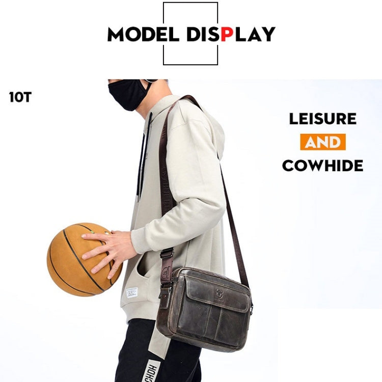 BULL CAPTAIN  Double Layer Leather One Shoulder Messenger Bag For Men(Beige) - free shipping - PMC TechLife - Order now!