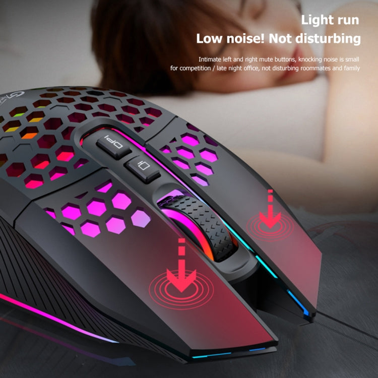 FMOUSE  X801 8 Keys 1600DPI Hollow Luminous Gaming  Office Mouse,Style: Black Wireless Rechargeable - Wireless Mice by FMOUSE | Online Shopping South Africa | PMC Jewellery | Buy Now Pay Later Mobicred