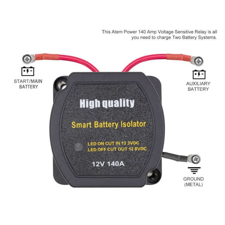 12V 140A Route Yacht Off-Road Car Beach Car Double Battery System Voltage Sensitive Relay - free shipping - PMC TechLife - Order now!