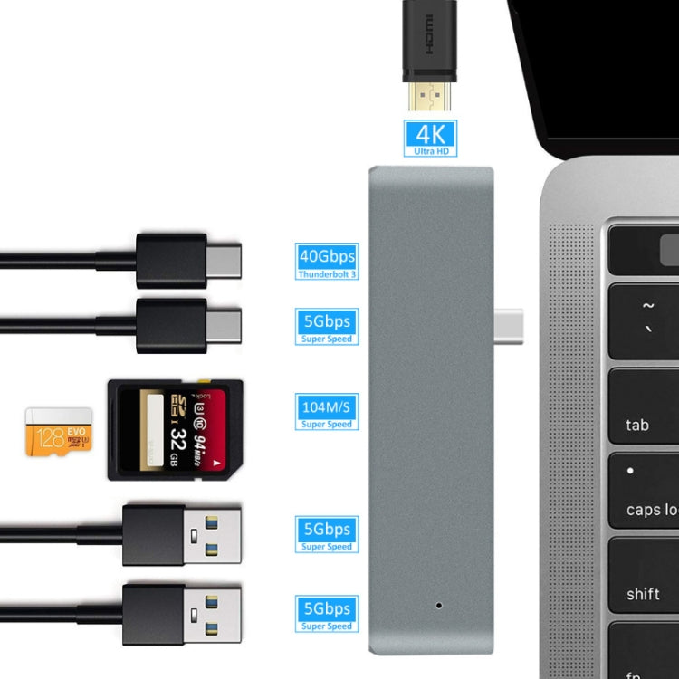 TYPE-C To 4K HDMI HUB Docking Station TF/SD Card Reader For MacBook Pro(Grey) - USB HUB by PMC Jewellery | Online Shopping South Africa | PMC Jewellery | Buy Now Pay Later Mobicred