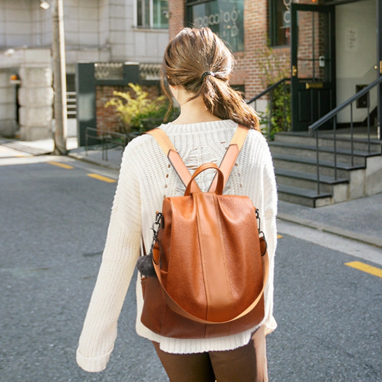 TFZ468 Vintage PU Soft Leather Ladies Backpack(Khaki) - Double-shoulder Bags by PMC Jewellery | Online Shopping South Africa | PMC Jewellery