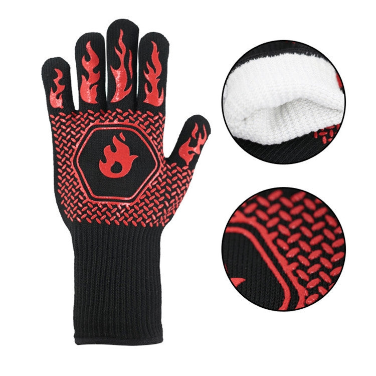 1 Pair High Temperature Resistant Silicone BBQ Gloves  Anti-Scalding Gloves(Scalpel Red) - Safety Gloves by PMC TechLife | Online Shopping South Africa | PMC TechLife