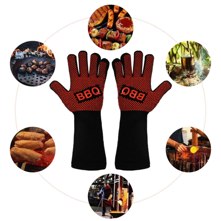 1 Pair High Temperature Resistant Silicone BBQ Gloves  Anti-Scalding Gloves(Fish Bone Red) - Safety Gloves by PMC Jewellery | Online Shopping South Africa | PMC Jewellery