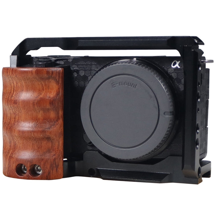 Alloy Rabbit Cage With Wooden Handle for Sony ZV-E10 Camera(Black) - Camera Cage by PMC TechLife | Online Shopping South Africa | PMC TechLife