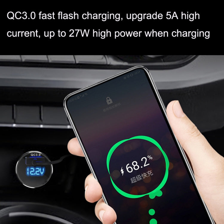 2PCS JY-032 USB Digital Display Fast Charge Car Charger, Style: 3.5A + QC3.0(Mini Straight Head) - Cables & Connectors by PMC Jewellery | Online Shopping South Africa | PMC Jewellery | Buy Now Pay Later Mobicred