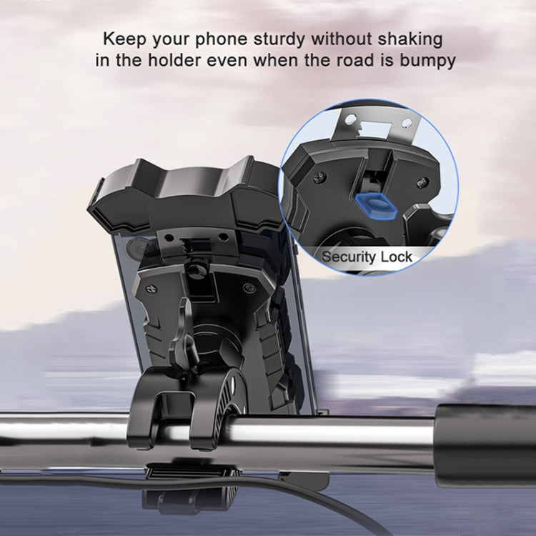 L101+M011 Outdoor Cycling Mechanical Locking Phone Holder(Black) - Holders by PMC Jewellery | Online Shopping South Africa | PMC Jewellery | Buy Now Pay Later Mobicred
