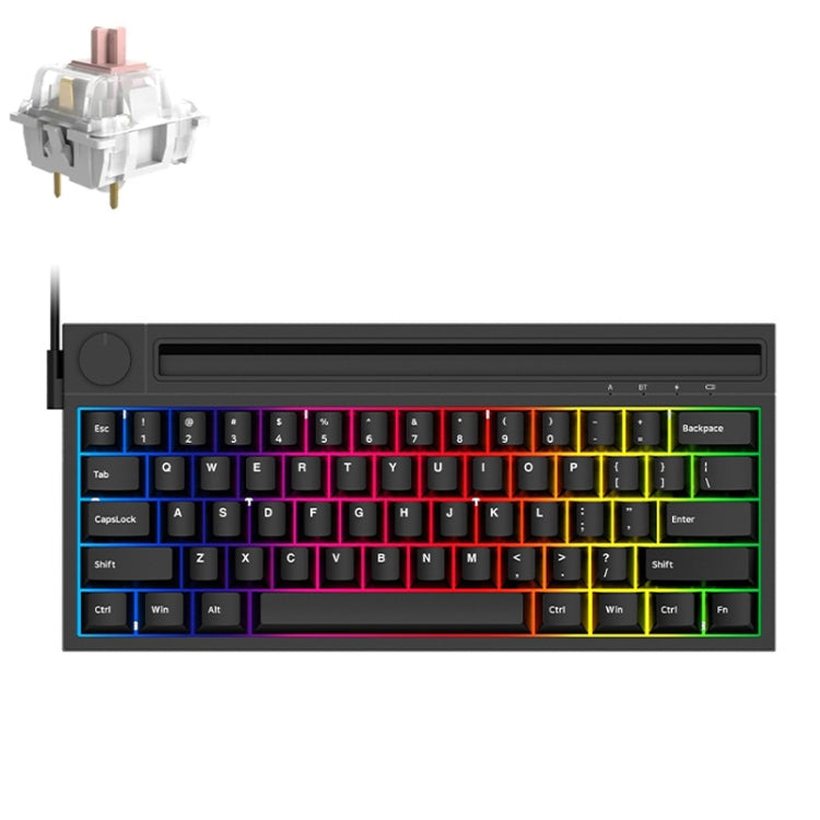 Ajazz K620T 62 Keys Bluetooth Wireless Dual Mode Mechanical Keyboard, Style: Pink Shaft (Black) - free shipping - PMC Jewellery - Order now!