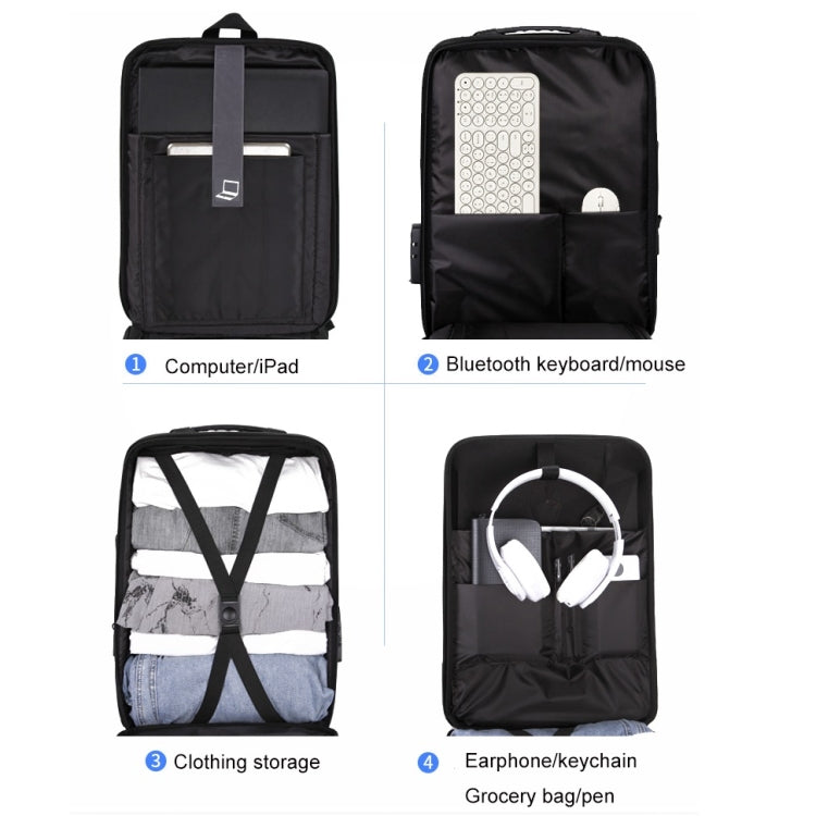 Hard Shell Backpack Alloy Frame Anti-Theft Computer Bag For Men, Color: 8003 Black - Backpack by PMC Jewellery | Online Shopping South Africa | PMC Jewellery | Buy Now Pay Later Mobicred