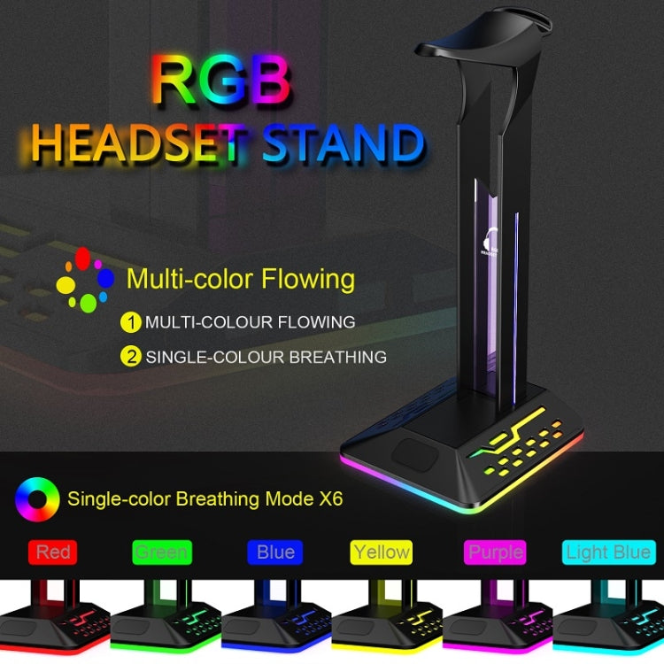 Dual USB RGB Color Changing Gaming Headset Stand(Black) - Headset Stand by PMC Jewellery | Online Shopping South Africa | PMC Jewellery | Buy Now Pay Later Mobicred