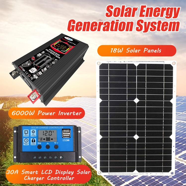 Tang 3 Generations Home Solar Generator Inverter+30A Controller+18W 12V Solar Panel, Specification: Black 12V To 110V - Modified Square Wave by PMC Jewellery | Online Shopping South Africa | PMC Jewellery | Buy Now Pay Later Mobicred