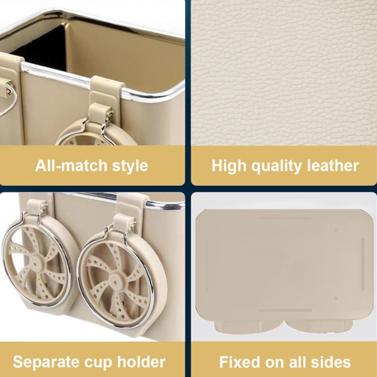 Car Paper Box Hanging Armrest Box Storage Box Cup Holder(Beige Double Cup) - Tissue Boxes by PMC TechLife | Online Shopping South Africa | PMC TechLife