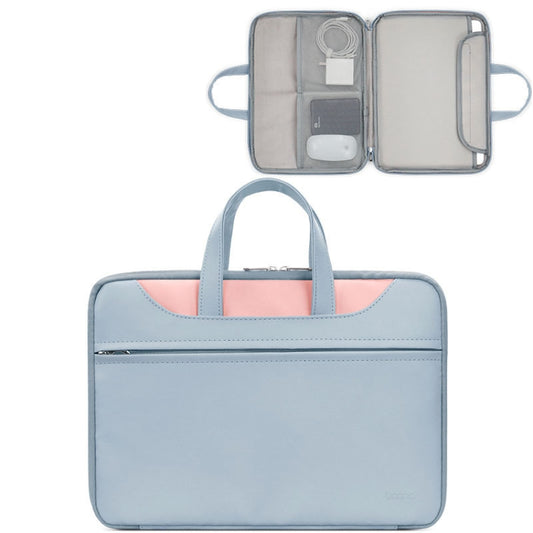 Baona BN-Q006 PU Leather Full Opening Laptop Handbag For 13/13.3 inches(Sky Blue+Pink) - 13.3 inch by Baona | Online Shopping South Africa | PMC Jewellery | Buy Now Pay Later Mobicred