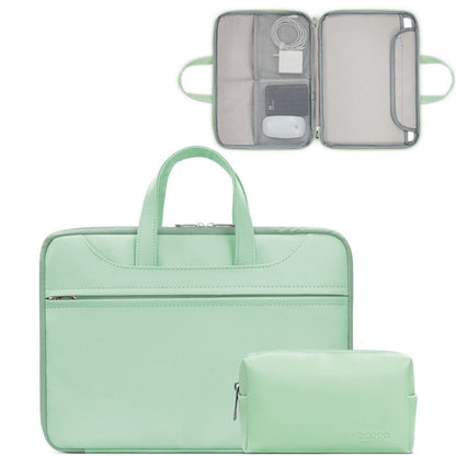 Baona BN-Q006 PU Leather Full Opening Laptop Handbag For 14 inches(Mint Green+Power Bag) - 15 inch by Baona | Online Shopping South Africa | PMC Jewellery | Buy Now Pay Later Mobicred