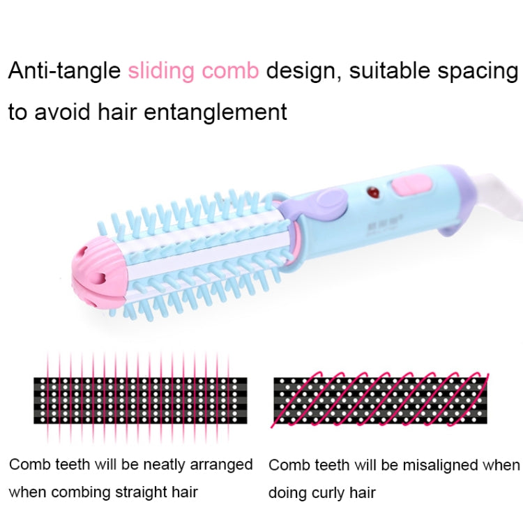 GeLinSi GLS-003 20W 2 in 1 Ceramic Glaze Mini Curler Comb, EU Plug(Blue) - free shipping - PMC TechLife - Order now!