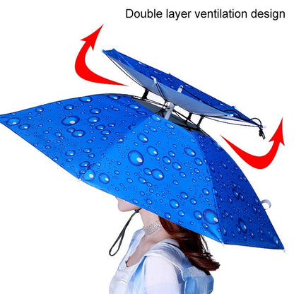 Double-layer Fishing Umbrella Hat Outdoor Sunscreen And Rainproof Folding Umbrella Hat, Color: 80 Camellia - Umbrellas by PMC Jewellery | Online Shopping South Africa | PMC Jewellery