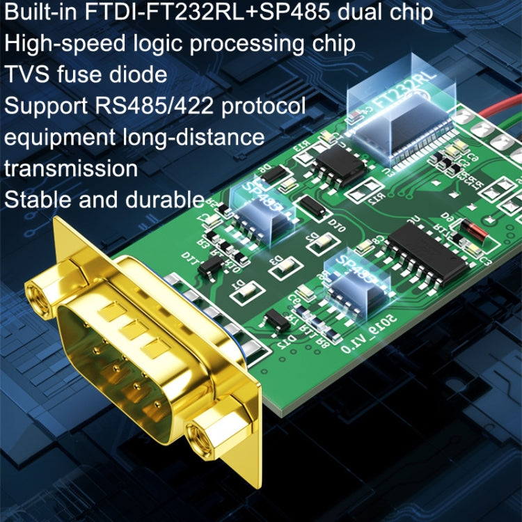 DTECH DT-5019 USB To RS485/422 Industrial Converter Serial Line Communication Adapter(1.2m) - free shipping - PMC TechLife - Order now!