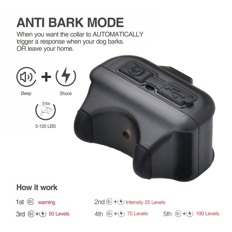 Pet Collar Trainer Rechargeable Automatic Bark Stop(Black) - Training Aids by PMC TechLife | Online Shopping South Africa | PMC TechLife
