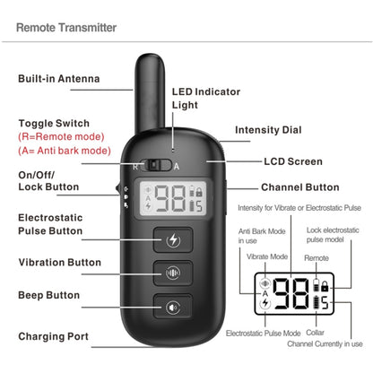 Remote Control Trainer Dog Collar Automatic Bark Stop Device, Specification: 1 Drag 2 (Orange+Red) - Training Aids by PMC Jewellery | Online Shopping South Africa | PMC Jewellery | Buy Now Pay Later Mobicred