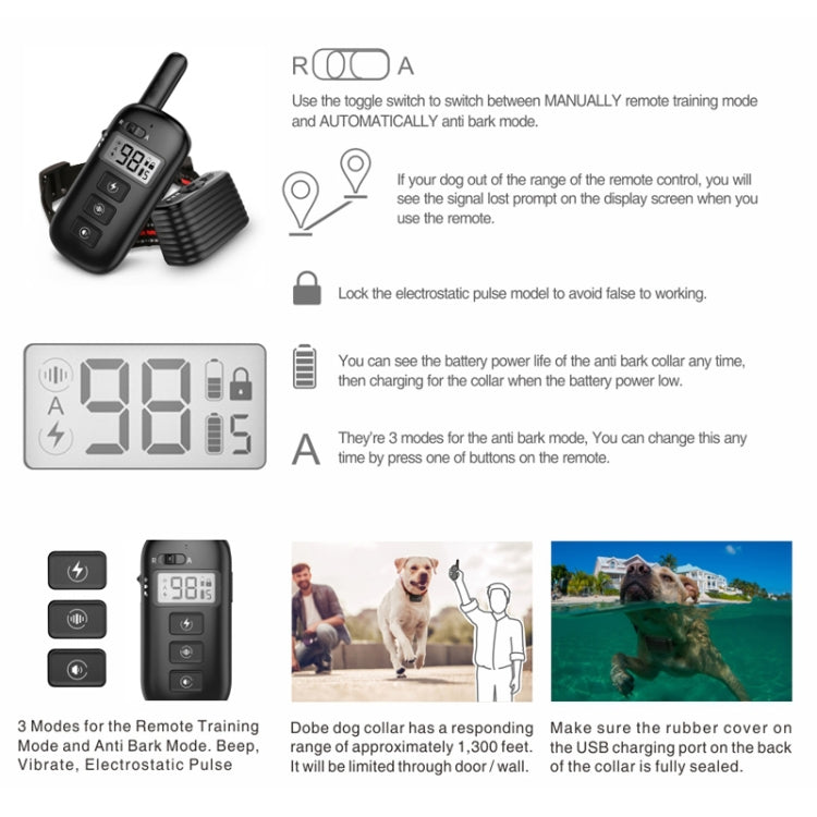 Remote Control Trainer Dog Collar Automatic Bark Stop Device, Specification: 1 Drag 2 (Orange+Red) - free shipping - PMC TechLife - Order now!